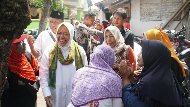 Kunjungan calon gubernur Jawa Timur nomor urut 3, Tri Rismaharini, ke Jember dengan membawa program pupuk cuma-cuma disambut hangat para petani.