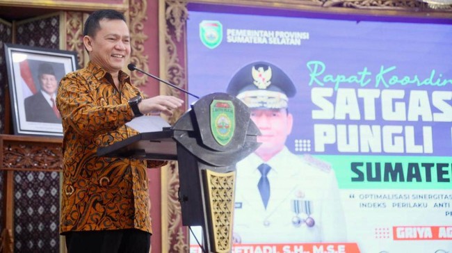 Pj Gubernur Sumsel Elen Setiadi menyebut pungli merupakan penyakit sistemik yang dapat melemahkan sendi-sendi pemerintahan dan merugikan masyarakat.