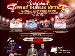 Debat Ketiga Pilgub Sulawesi Tenggara 2024 Tayang di Trans TV Hari Ini