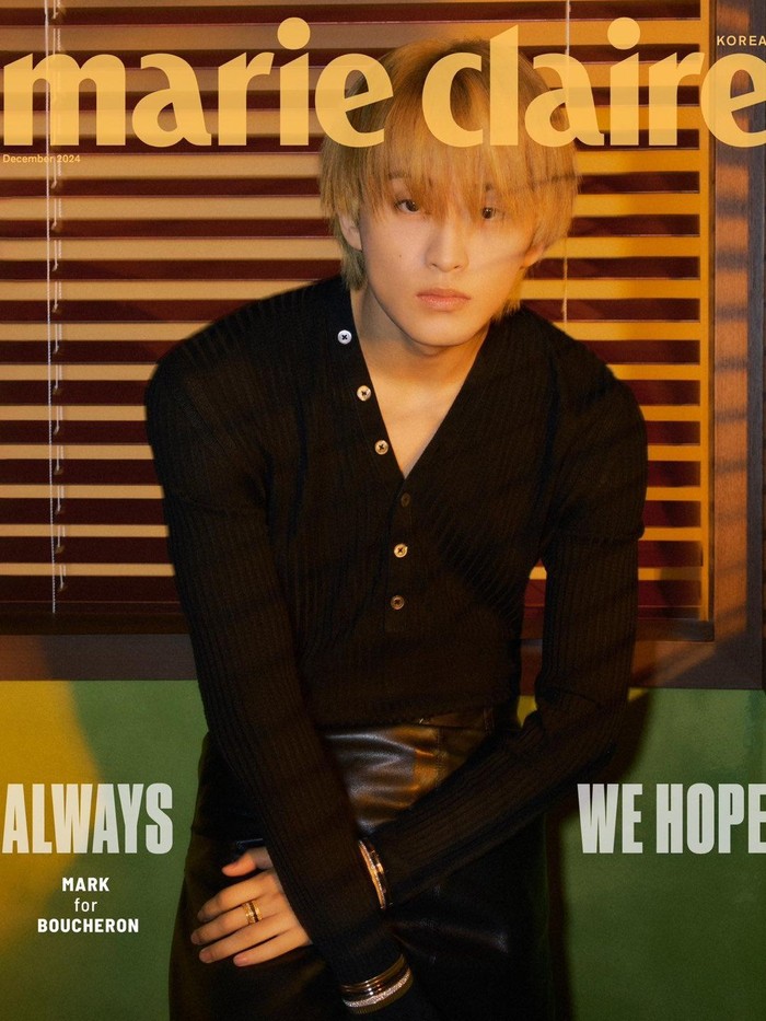Melalui teasing cover yang diunggah di akun media sosial resmi Marie Claire Korea pada 12 November 2024 lalu, Mark NCT resmi diumumkan sebagai cover star edisi Desember 2024. Ia tampil chic dalam balutan perhiasan Boucheron. / Foto: x.com/marieclairekr