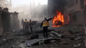 FOTO: Jet Tempur Rusia Bombardir Pemberontak di Kota Idlib Suriah