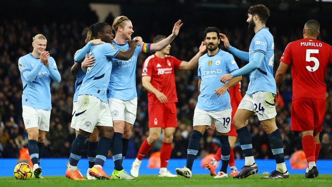 Manchester City mendulang kemenangan saat menghadapi Nottingham Forest pada lanjutan liga Inggris di Stadion Etihad, Kamis (5/12) dini hari waktu Indonesia.