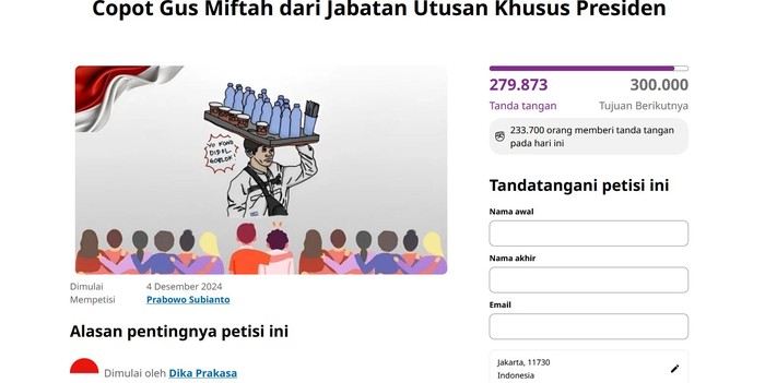 Petisi Copot Miftah Maulana dari Jabatan Utusan Khusus Presiden