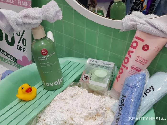 Salah satu dekorasi booth Lavojoy di Jakarta X Beauty 2024