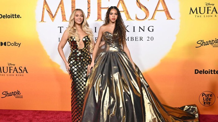 Beyonce dan Blue Ivy Kembaran di Premiere Mufasa: The Lion King, Tampil Mewah dengan Gaun Emas