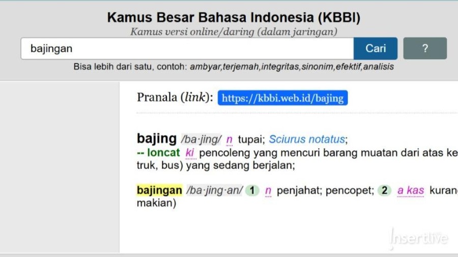 KBBI kata bajingan