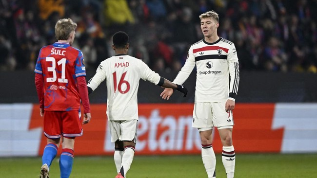 Pelatih Ruben Amorim menanggapi dengan santai keributan yang terjadi pada striker Rasmus Hojlund dengan winger Amad Diallo di Liga Europa.
