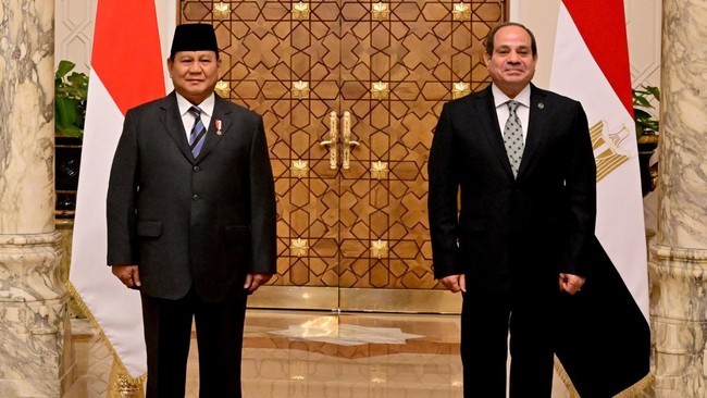 Presiden Prabowo Subianto saat bertemu Presiden Abdel Fattah El-sisi memuji peran strategis Mesir sebagai hub bantuan kemanusiaan ke Gaza.