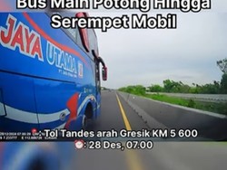 Sopir Bus Ugal-ugalan di Jalan Tol, Serempet Mobil Lalu Kabur
