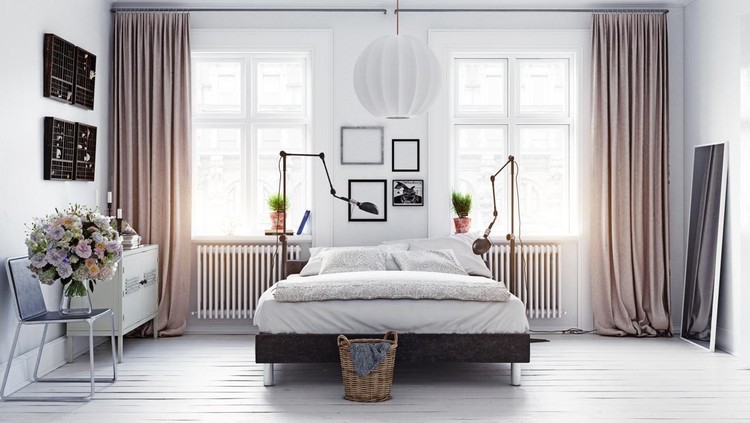 Eco cotton linen and blanket on a bed in nature loving family guesthouse for spring and summer vacation. Real photo.