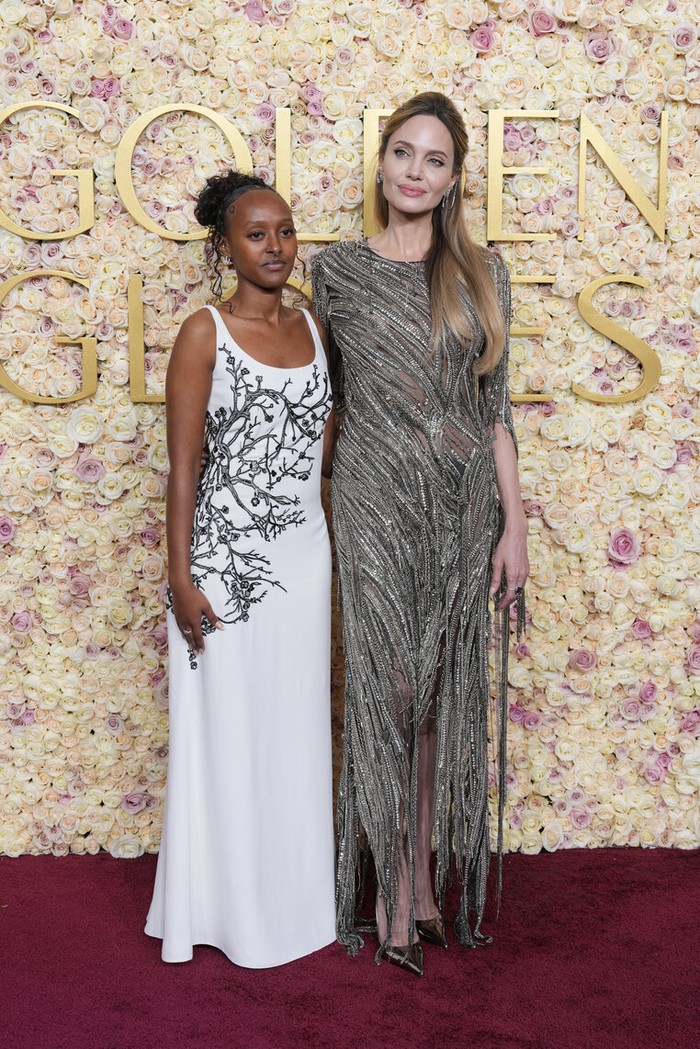 Zahara Jolie, Angelina Jolie during the 82nd Annual Golden Globes held at The Beverly Hilton on January 05, 2025 in Beverly Hills, California. (Photo by John Nacion/GG2025/Penske Media via Getty Images)