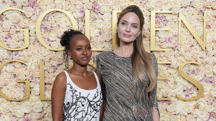 Zahara Jolie, Angelina Jolie during the 82nd Annual Golden Globes held at The Beverly Hilton on January 05, 2025 in Beverly Hills, California. (Photo by John Nacion/GG2025/Penske Media via Getty Images)