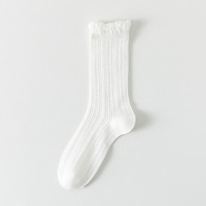 BY CINDY Kaos Kaki Wanita Renda Ruffle (Putih)