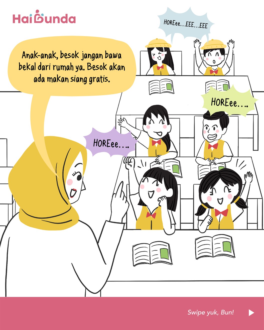 Di sekolah Kakak sudah mulai diberikan makan bergizi gratis nih. Bagaimana reaksi Kakak dan teman-teman sekolahnya? Simak cerita selengkapnya!