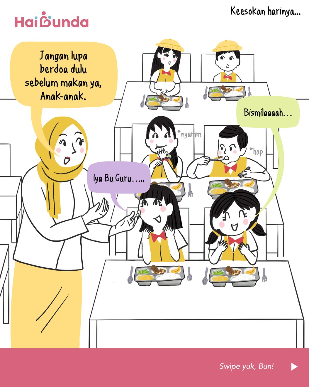 Di sekolah Kakak sudah mulai diberikan makan bergizi gratis nih. Bagaimana reaksi Kakak dan teman-teman sekolahnya? Simak cerita selengkapnya!