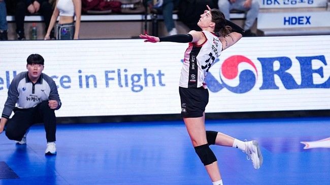 Vanja Bukilic terpilih sebagai Player Of The Game atau Pemain Terbaik (MVP) pada pertandingan Red Sparks vs Hillstate di Liga Voli Korea, Jumat (7/2).