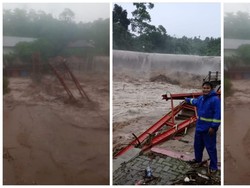 Detik-detik Jembatan Sumur Putri Bandar Lampung Ambruk Diterjang Banjir