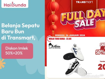 Belanja Sepatu Baru Bun di Transmart, Diskon Imlek 50%+20%