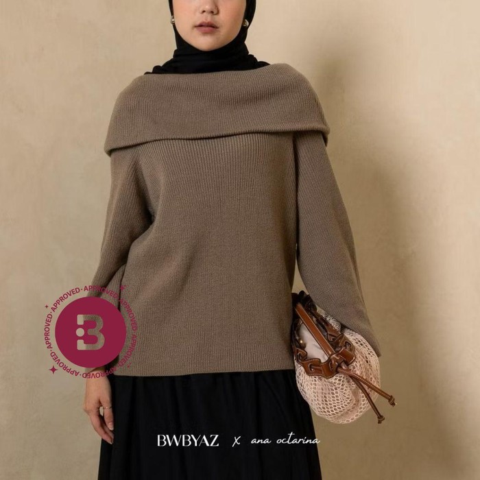 bwbyaz Ana's Off Shoulder Top Knit (Wheat)