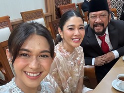 Gaya Kompak Nana-Naysilla Mirdad di Pelantikan Anggota DPR RI Jamal Mirdad