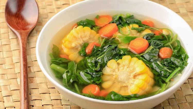 Ilustrasi sayur bening bayam