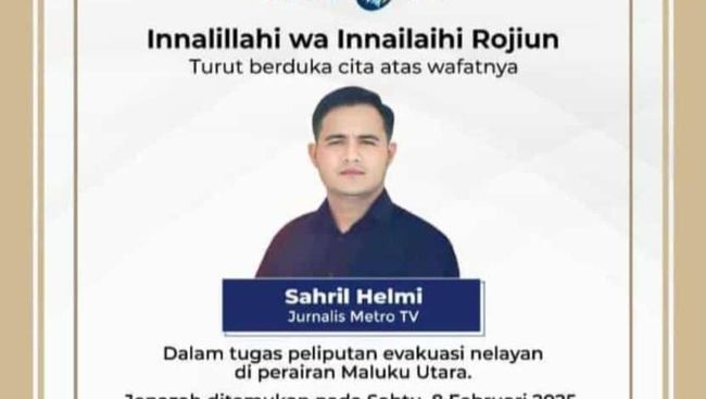 Kabar Duka, Sahril Helmi Jurnalis Metro TV Gugur saat Bertugas Jadi Korban Ledakan Kapal