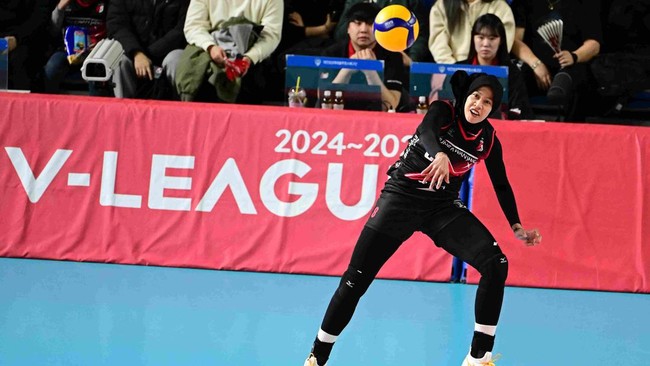 Pemain Red Sparks Megawati Hangestri Pertiwi berhasil menambah perolehan poin dalam daftar top skor Liga Voli Korea.