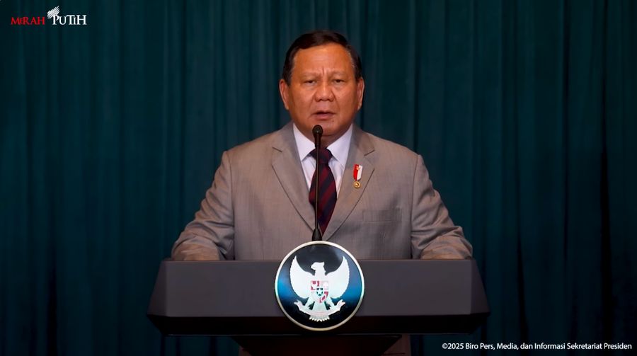 Presiden Prabowo Subianto memberikan sambutan dalam World Governments Summit, Kamis (13/2/2025). (Tangkapan Layar Youtube Sekretariat Presiden)