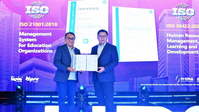 Perolehan dua sertifikasi ISO menjadi bukti bahwa Bank Mandiri memiliki standar terbaik dalam pengelolaan pendidikan dan pengembangan.