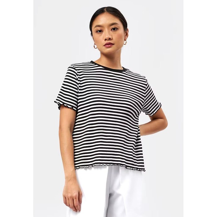 Executive Short Sleeves Stripes Rib T-Shirt