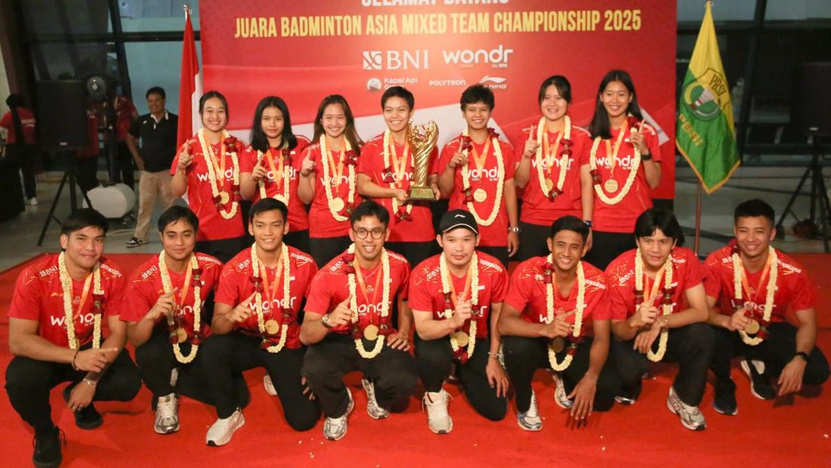 FOTO: Pahlawan Badminton Tiba di Indonesia Usai Juara BAMTC