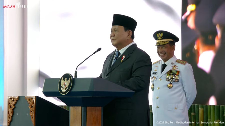 Presiden Prabowo Lantik Kepala Daerah Seluruh Indonesia, Halaman Istana Merdeka, Kamis, (20/2/2025). (Tangkapan Layar Youtube Sekretariat Presiden)