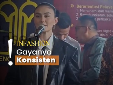 Gaya Profesional Agnez Mo ke Kemenkumham, Pakai Dasi sebagai Pemanis