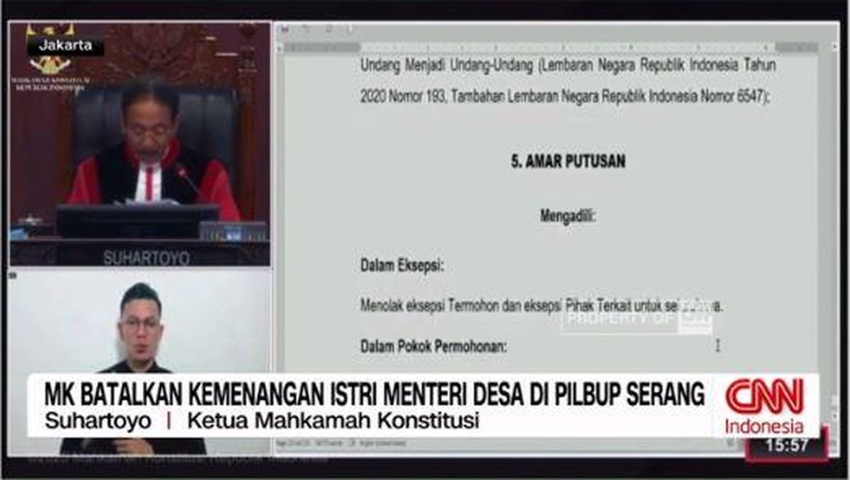 MK Anulir Kemenangan Istri Menteri di Pilkada Serang