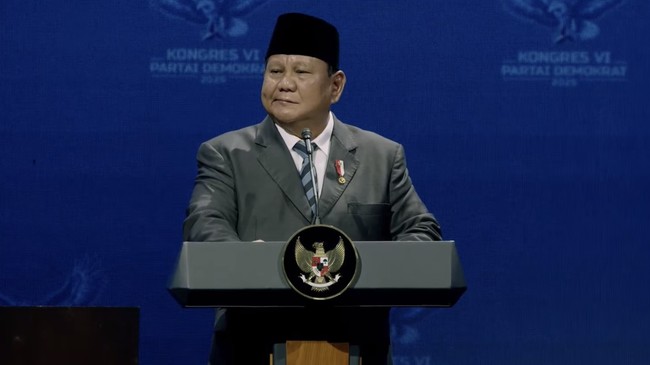 Prabowo Singgung Indonesia Gelap di Kongres Partai Demokrat Presiden Prabowo Subianto mempertanyakan pihak yang menganggap kondisi Indonesia akan gelap di masa depan, sebab dia percaya Indonesia akan makmur.