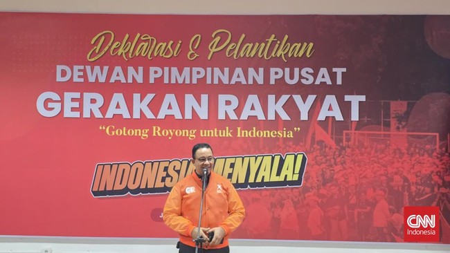 Anies Baswedan angkat suara soal peluang organisasi masyarakat (ormas) Gerakan Rakyat sebagai Partai Politik pendukungnya dalam Pilpres 2029 mendatang.