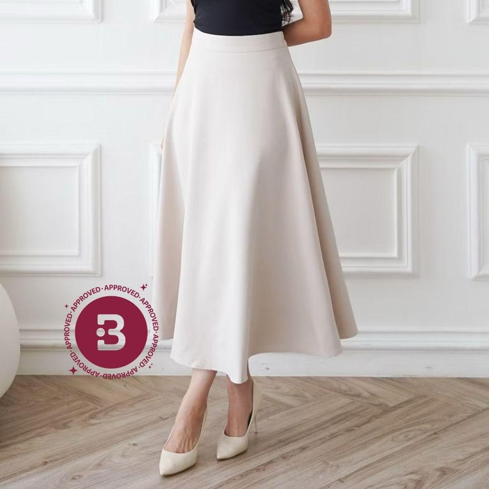 SEVERLI.CO Fuji Midi Skirt (Cream)