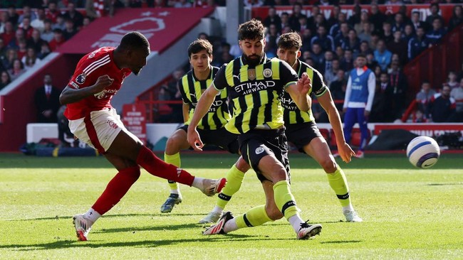 Manchester City menelan kekalahan saat bertamu ke Stadion The City Ground markas Nottingham Forest dalam laga pekan ke-28 Premier League, Sabtu (8/3).
