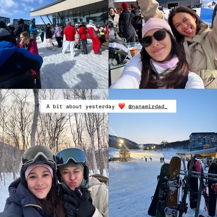 <p>Selain main ski, Nana dan Naysillan juga menyempatkan waktu mereka untuk kulieran dan melihat pesta kembang api di Jepang. Naysilla membagikan momen tersebut dalam kolase foto bersama sang kakak. (Foto: Instagram @naymirdad/ @nanamirdad_)</p>