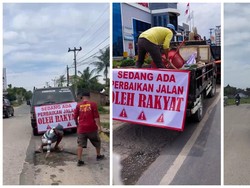 Kesal Jalan Rusak, Warga Pringsewu Urunan untuk Perbaikan