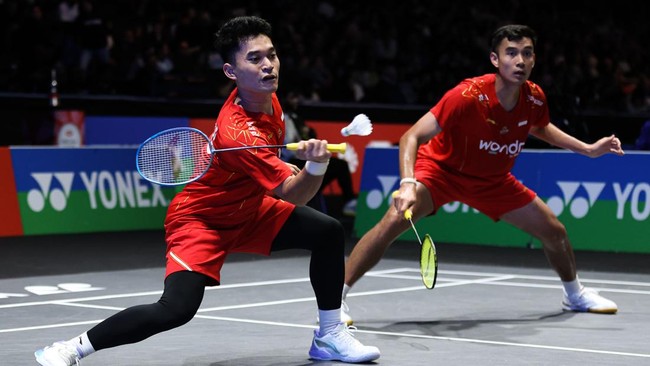 Leo Rolly Carnando/Bagas Maulana melangkah ke final All England 2025 usai kalahkan Sabar Karyaman Gutama/M Reza Pahlevi Isfahani, Minggu (16/3) dini hari WIB.