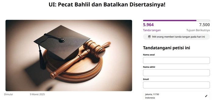 Petisi Desak UI untuk Pecat Bahlil Sebagai Mahasiswa S3 dan Batalkan Disertasi
