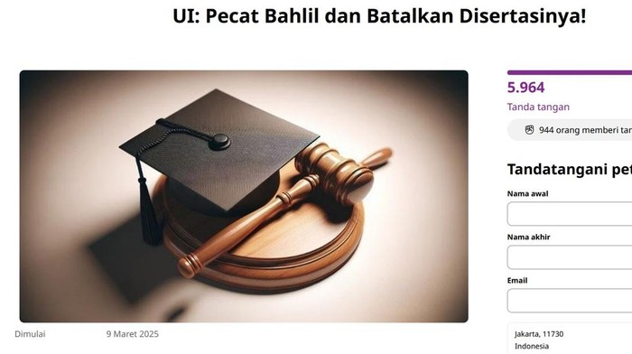 Petisi Desak UI untuk Pecat Bahlil Sebagai Mahasiswa S3 dan Batalkan Disertasi