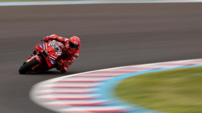 Pembalap Ducati Marc Marquez meraih kemenangan dalam sprint race MotoGP Argentina 2025 di Sirkuit Termas de Rio Hondo, Minggu (16/3) dini hari WIB.