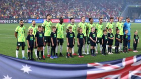 Soccer Football - World Cup - AFC Qualifiers - Third Round - Group C - Australia v Indonesia - Allianz Stadium, Sydney, Australia - March 20, 2025 Australia players lineup before the match REUTERS/Hollie Adams