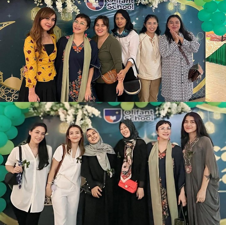 <p>Melalui unggahan di Instagram, Sabria mem-<em>posting</em> fotonya dan sang suami yang datang ke sekolah sang putra. Selain mendampingi pesantren kilat, Sabria dan orang tua murid juga hadir di acara buka bersama. "<em>Iftar all family @olifantschool at Elementary building managed by Parents Community - OSE - Olifant.</em> <em>Soo happyyyy together</em>," tulisnya. (Foto: Instagram @sabriakono)</p>