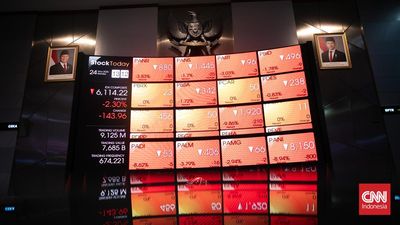 Layar pergerakan Indeks Harga Saham Gabungan (IHSG) di Bursa Efek Indonesia (BEI), Jakarta, Senin, 24 Maret 2025.