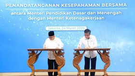 Kemnaker-Kemdikdasmen Teken Mou Selaraskan Pendidikan dan Industri