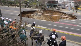 FOTO: Penampakan Sinkhole Raksasa 'Telan' Pemotor di Seoul