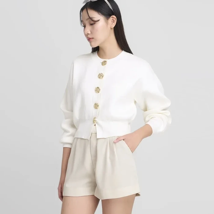 LOOKBOUTIQUESTORE San Knit Cardigan (White)